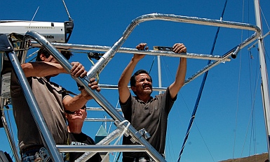 Boat solar mount installed on a sailboat