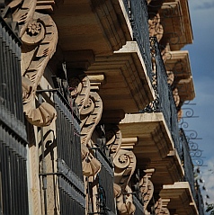 Ornate cornices in Oaxaca, Mexico