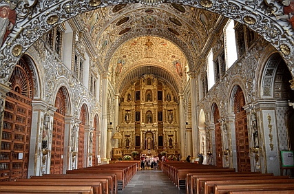 Inside the Santo Domingo Cathedral in Oaxaca, Mexico