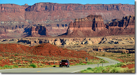 Driving through Glen Canyon on the Bicentennial Highway, Route 95 Utah.