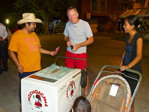 Enjoying popsicles (paletas) from a cart in Huatulco Mexico (sailing blog)