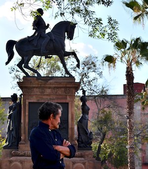 Mexican hero José María Morelos y Pavón on horseback.  Morelia was named after him.