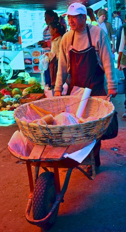 Patzcuaro Mexico indian market wheelbarrow sailing blog