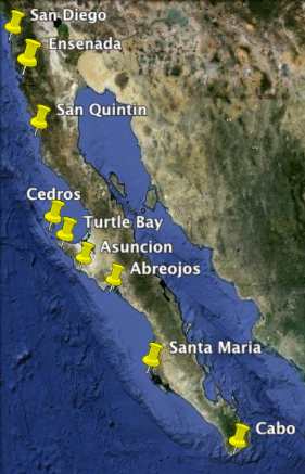 Map of Baja California Pacific Coast Anchorages