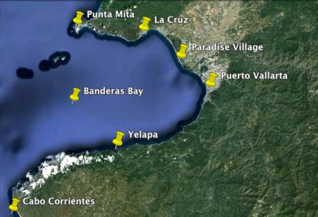 Map of Banderas Bay Puerto Vallarta
