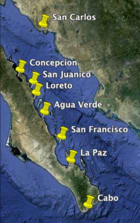 Map of Sea of Cortez Cruising Anchorages