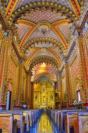 The jewel box interior of Morelia's Our Lady of Guadelupe church.