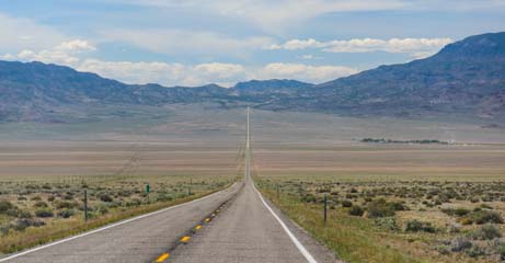Straight lonely highways in Nevada