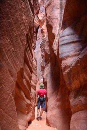 Mark heads into the slot canyon at Wire Pass Trail Utah