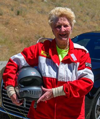 Car racer Shirley Veine age 81 in Sun Valley Road Rally in Idaho