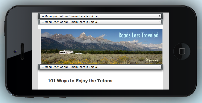 Roads Less Traveled Website on an iPhone Landscape