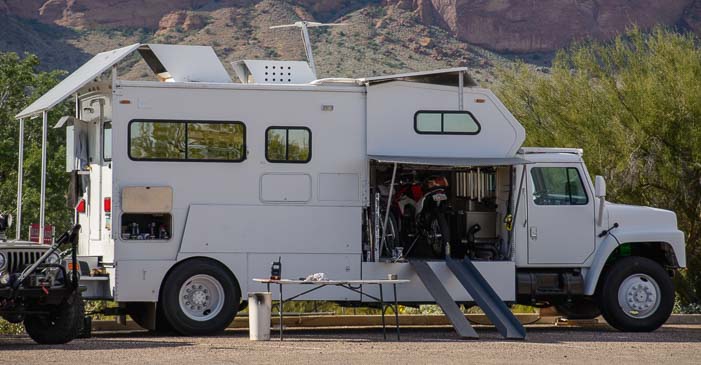 Truck and camper converted into an RV