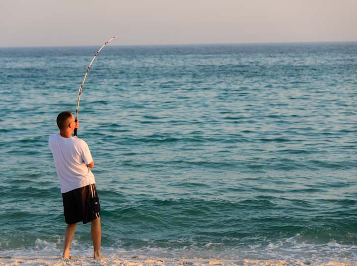 Fishing on a Gulf of Mexico beach in Florida
