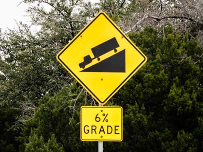 6% grade on interstate I-20 in Texas