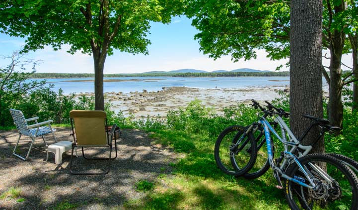 Waterfront RV campsite Narrows Too RV Resort Acadia National Park Maine