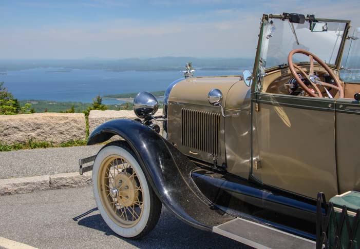 Ford Model A parked on Cadillac Mountain Maine