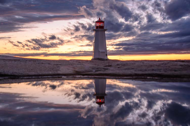 Peggy's Cove Lighthouse reflections Nova Scotia