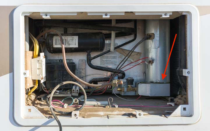 RV warranty repair on a refrigerator - inside the vent