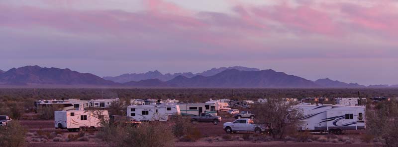 RV boondocking in Quartzsite Arizona desert