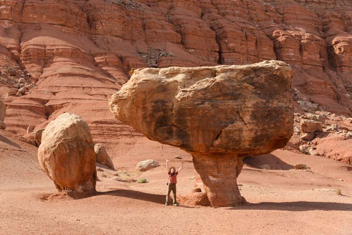 Huge red rock boulders Lees Ferry Arizona