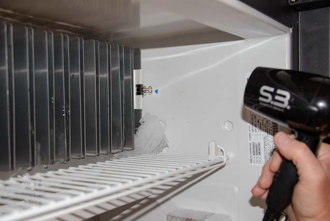 How to defrost an RV fridge melting ice with hair dryer