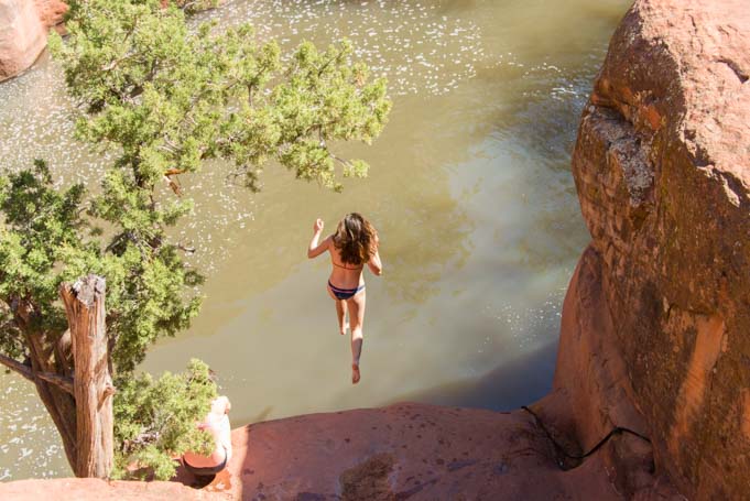 Flying leap Wet Beaver Creek The Crack Sedona AZ