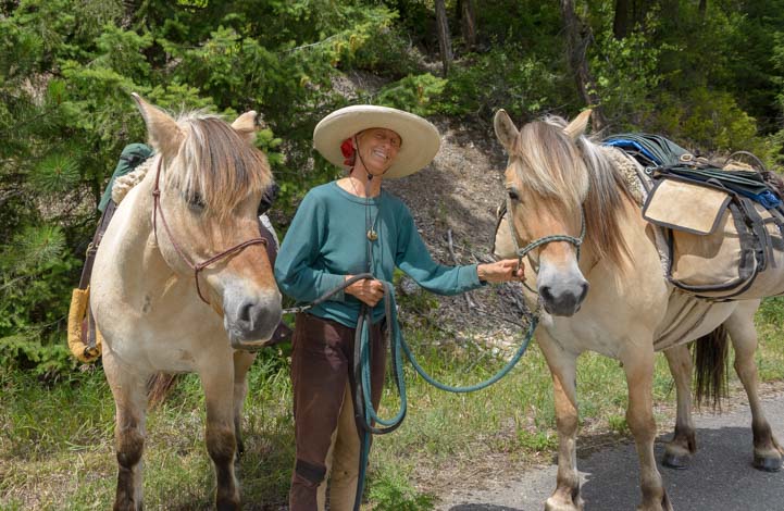 Long Ride Lady Bernice Ende with horses in Montana