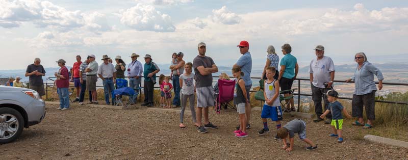 People wait for the rehabilitated eagle release by Southwest Wildlife Foundation in Cedar City Utah