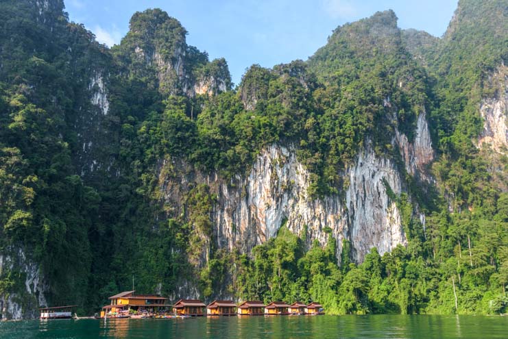 Greenery Panvaree Floating raft house Cheow Lan Lake Chiewlarn Lake Khao Sok National Park Thailand
