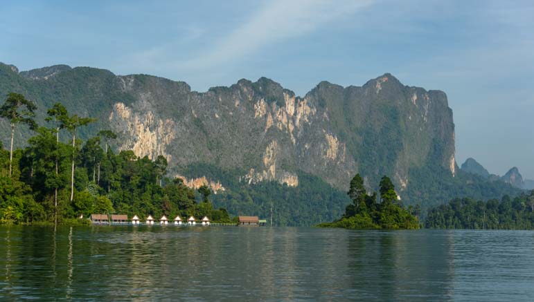 Raft houses Cheow Lan Lake Khao Sok National Park Thailand