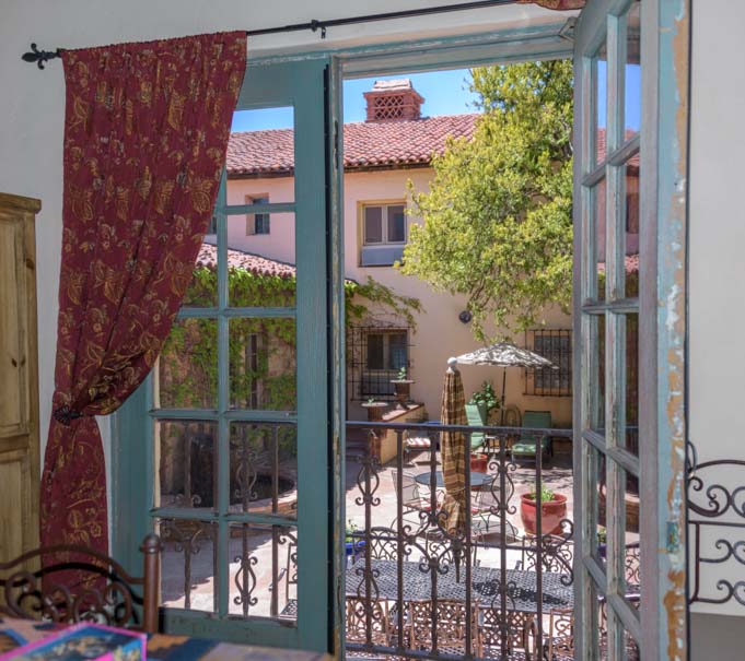 Balcony overlooking courtyard La Posada Hotel Winslow Arizona Route 66