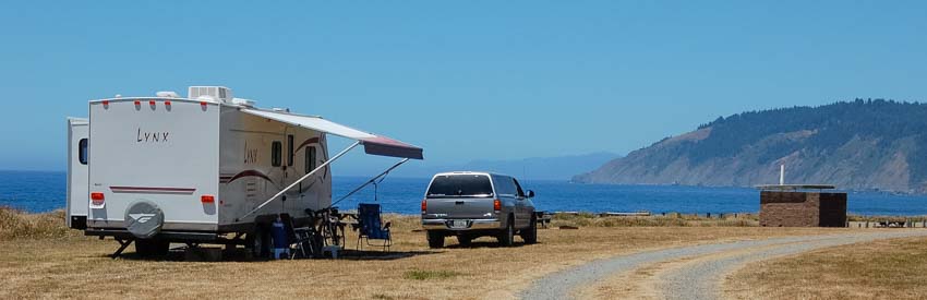 RV camping on the California coast