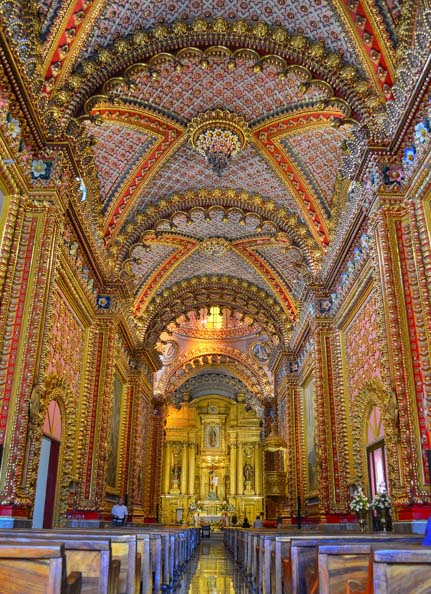 Ornate cathedral Sanctuario de Guadelupe  interior Morelia Mexico