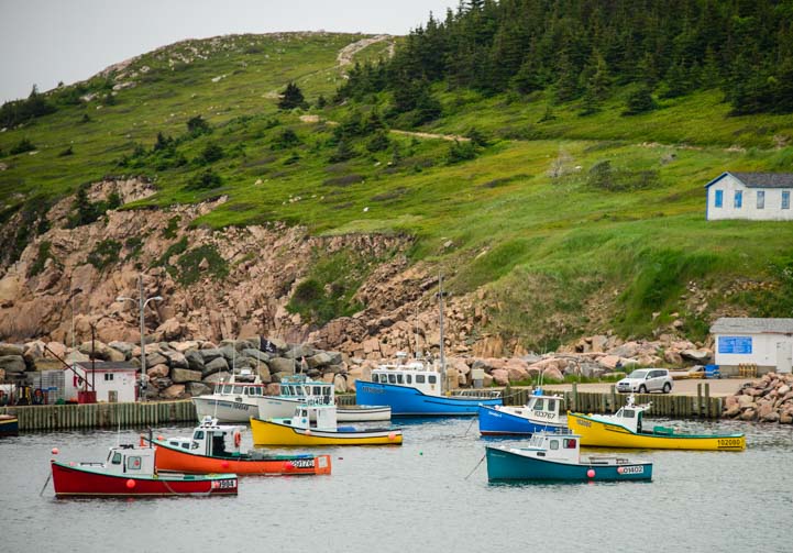 Lobster boats in White Point on the Cabot Trail on Cape Breton Island RV trip