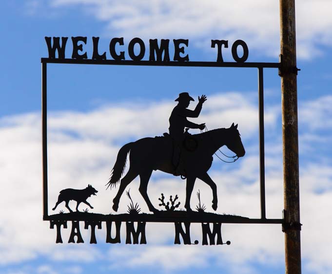 Tatum New Mexico metal art seen on RV trip