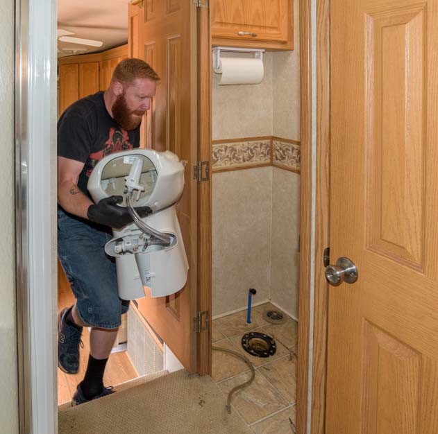 Installing new RV toilet in a fifth wheel trailer