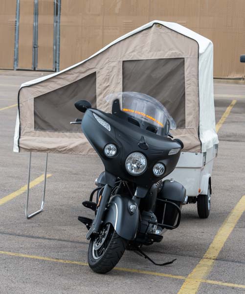 Motorcycle popup tent trailer Sturgis Motorcycle Rally South Dakota