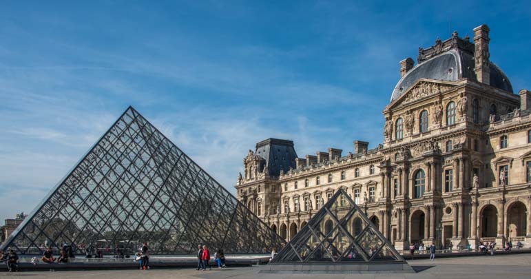 Glass pyramids Louvre Museum Paris