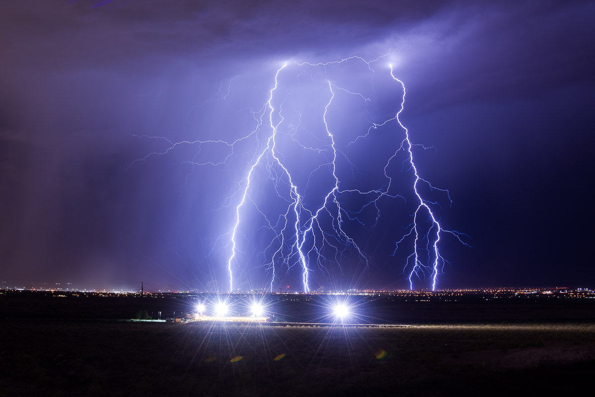 Lightning bolts over Las Vegas Nevada