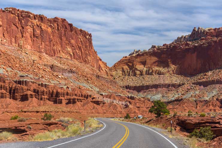 Red rocks Capitol Reef National Park Utah Route 24 Scenic Drive-min