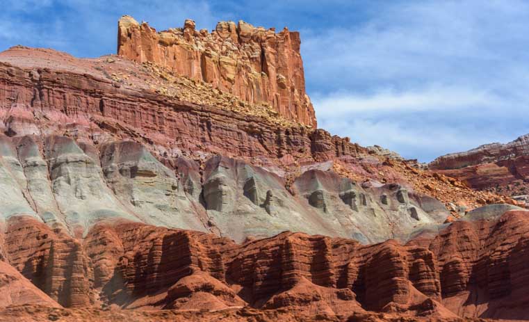 Exotic rock formations Capitol Reef National Park Utah Route 24 Scenic Drive-min