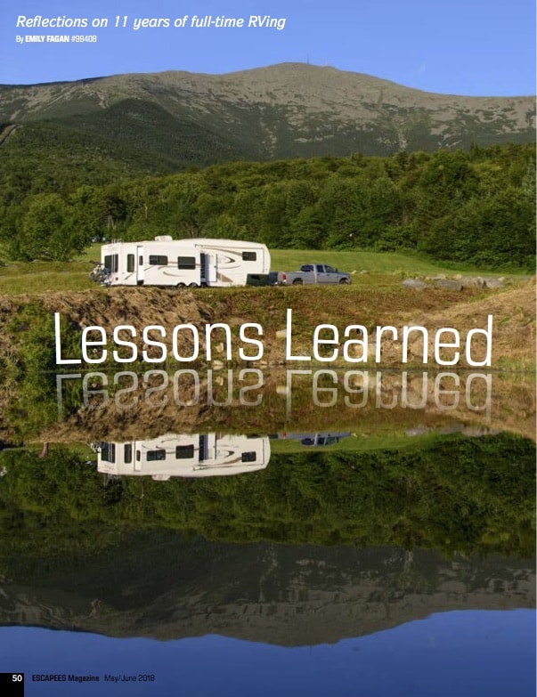Lessons Learned in the Full-time RV life Escapees Magazine March-April 2018-min