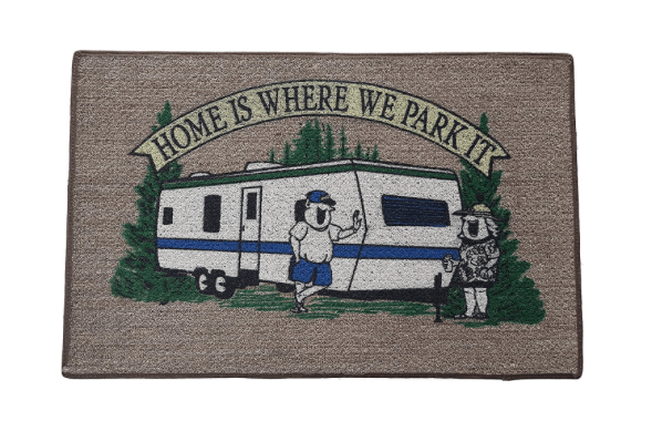 RV welcome mat home is where we park it-min