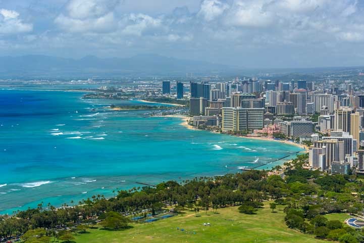 View of Waikiki from Diamond Head Oahu Hawaii-min