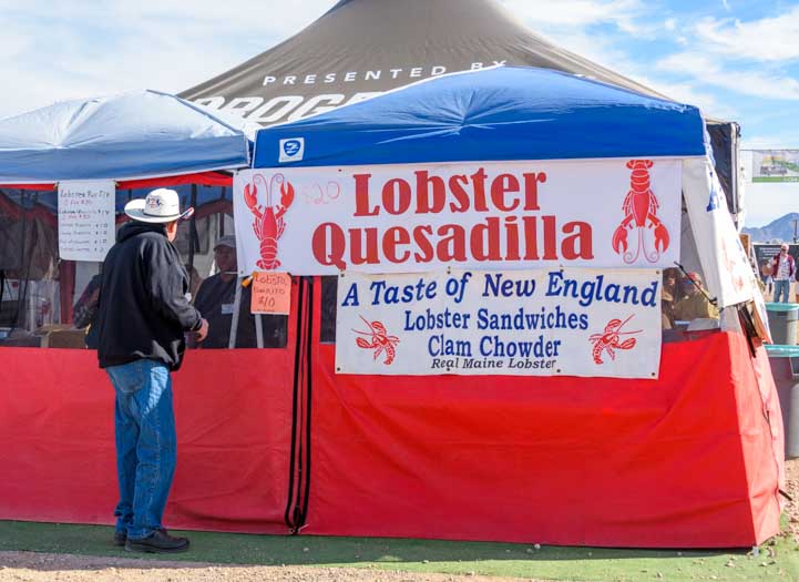 Lobster Quesadilla booth at Quartzsite Arizona RV trade show