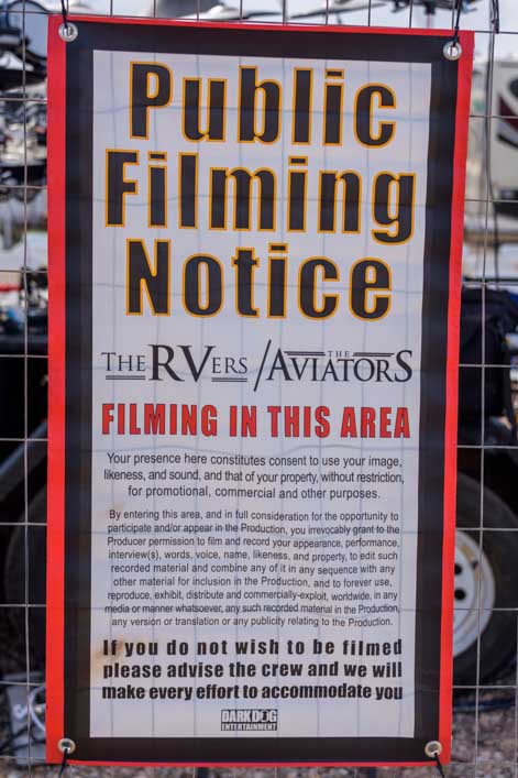 Public Filming Notice in Quartzsite Arizona