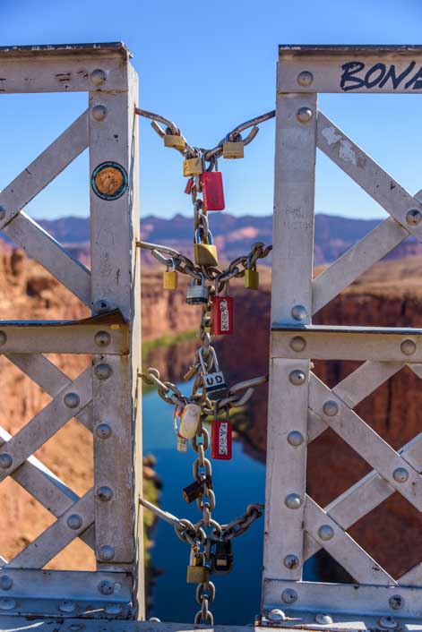 Unusual padlocks at Navajo Bridge in Arizona