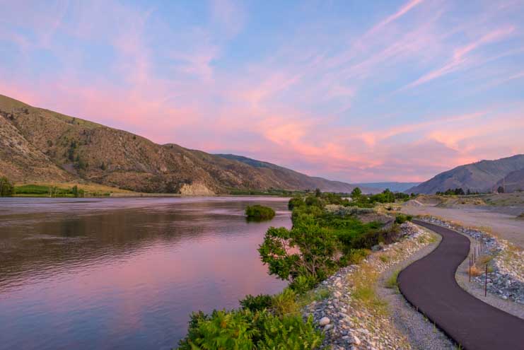 Sunset on the river path in Entiat Washington