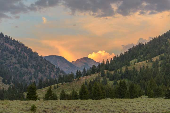 Sunset in Sawtooth National Forest Idaho