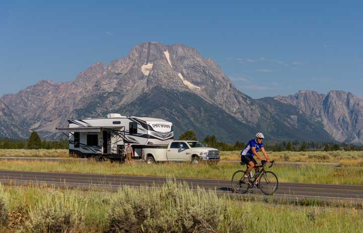 RV and bicycle at Grand Teton National Park Wyoming